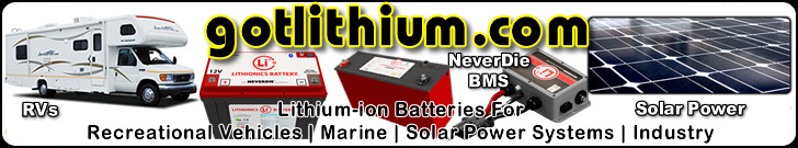 Got Lithium.com sells Lithionics Battery lithium-ion batteries for cars, trucks, RV coaches and motorhomes, race cars, yachts, sailboats, power boats and other marine applications