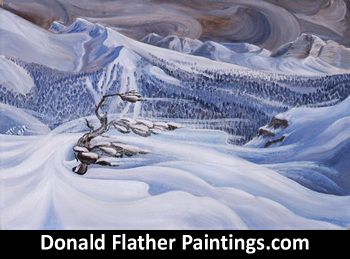 Click to see Donald Flather's MArvel LAke painting - which belongs to the Vancouver Art Gallery Museum's permanent collection.